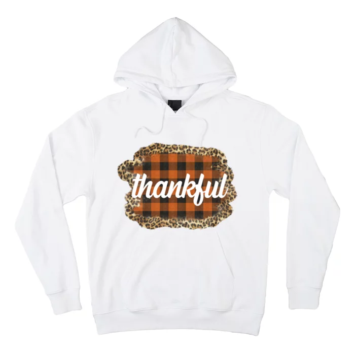 Thankful Thanksgiving Holiday Cheetah Plaid Hoodie