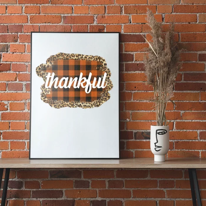 Thankful Thanksgiving Holiday Cheetah Plaid Poster