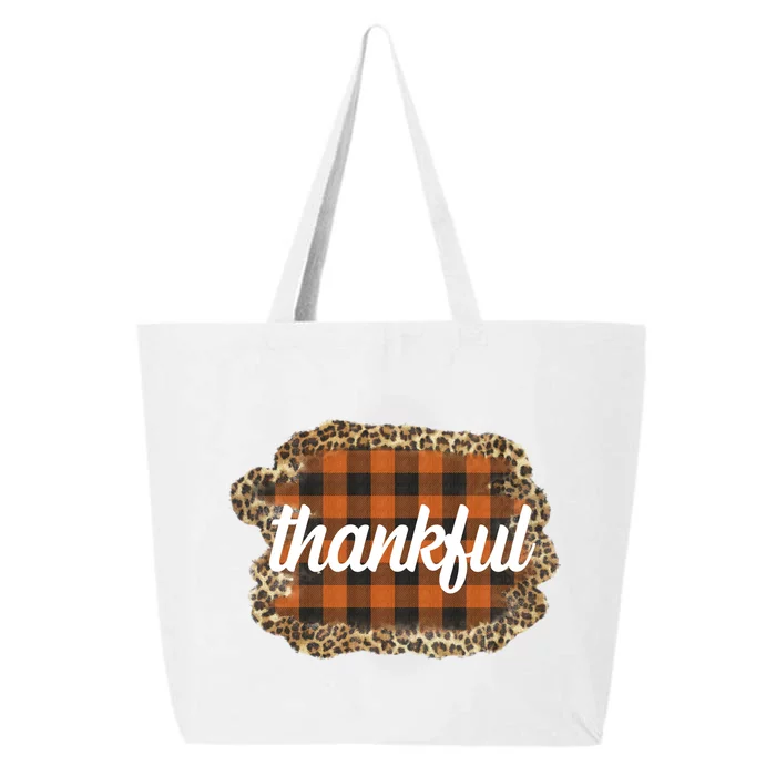 Thankful Thanksgiving Holiday Cheetah Plaid 25L Jumbo Tote