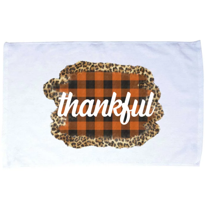 Thankful Thanksgiving Holiday Cheetah Plaid Microfiber Hand Towel