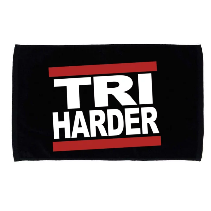 Triathletes Tri Harder Swim Bike Run Triathlon Inspired Gift Microfiber Hand Towel