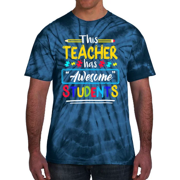 This Teacher Has Awesome Students Puzzle Autism Awareness Tie-Dye T-Shirt