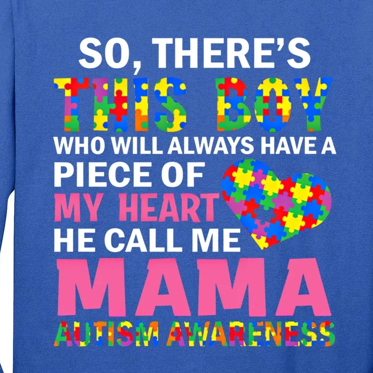 ThereS This He Calls Me Mama Autism Puzzle MotherS Day Gift Tall Long Sleeve T-Shirt