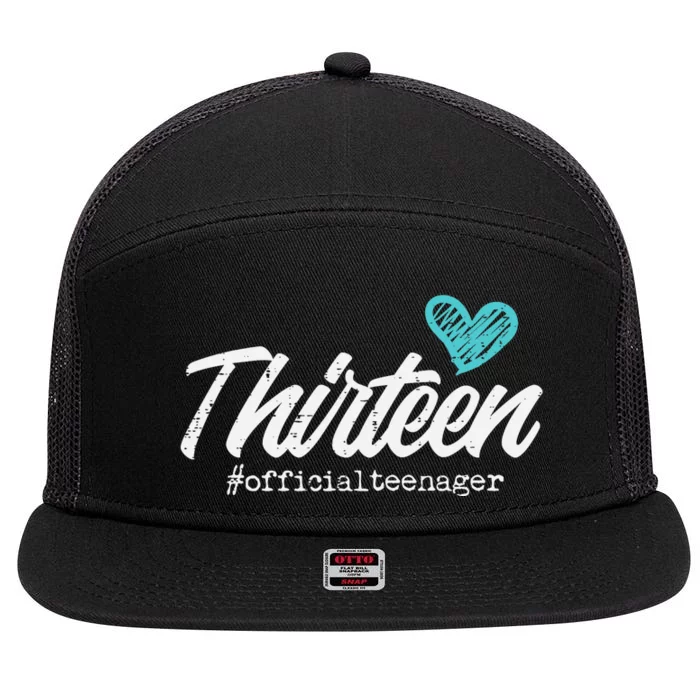 Thirteen Teenager Heart Cute 13th Birthday 7 Panel Mesh Trucker Snapback Hat