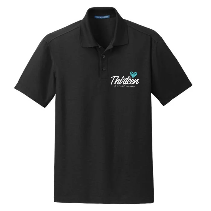 Thirteen Teenager Heart Cute 13th Birthday Dry Zone Grid Performance Polo