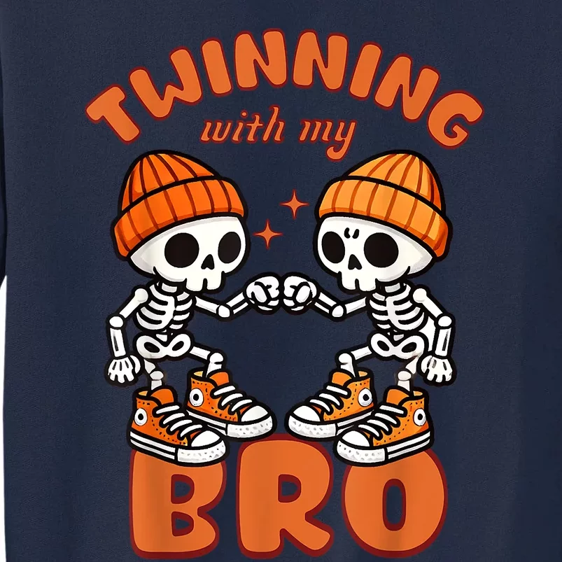 Twin Twinning Halloween Best Friend Matching Skeleton Tall Sweatshirt