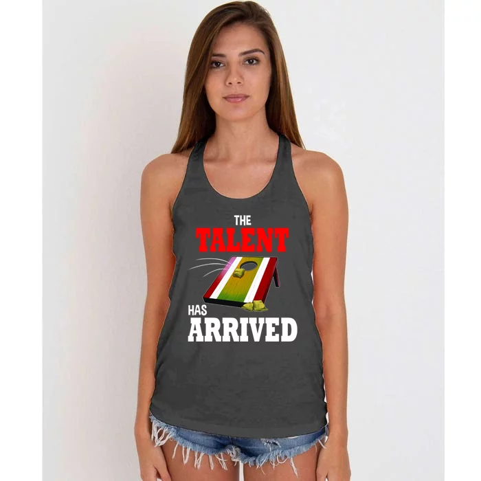 The Talent Has Arrived Cornhole Player Papa Grandpa Gift Women's Knotted Racerback Tank