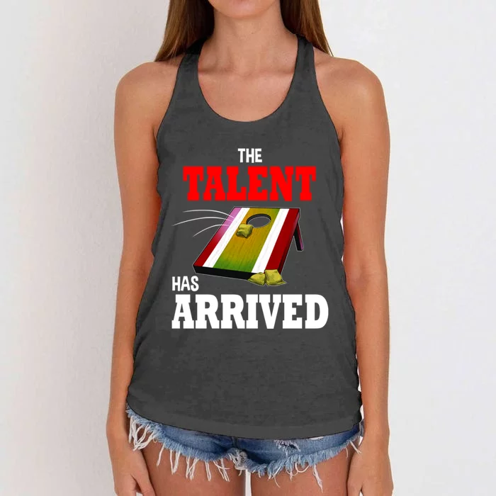 The Talent Has Arrived Cornhole Player Papa Grandpa Gift Women's Knotted Racerback Tank