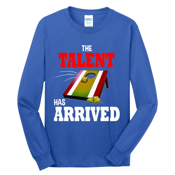 The Talent Has Arrived Cornhole Player Papa Grandpa Gift Tall Long Sleeve T-Shirt