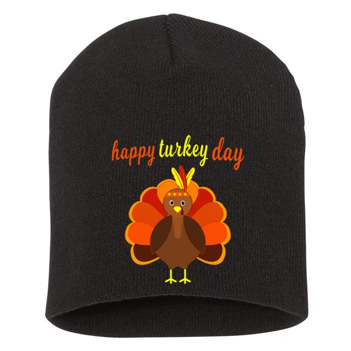 Thanksgiving Turkey Happy Turkey Day Short Acrylic Beanie