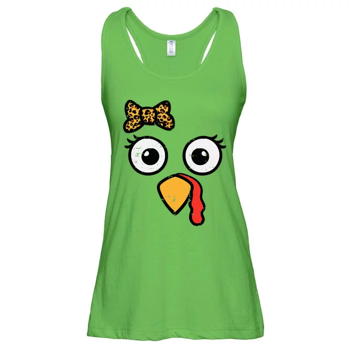 Thanksgiving Turkey Head Ribbon Ladies Essential Flowy Tank