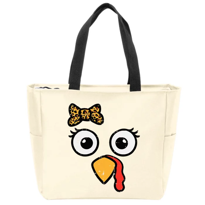 Thanksgiving Turkey Head Ribbon Zip Tote Bag