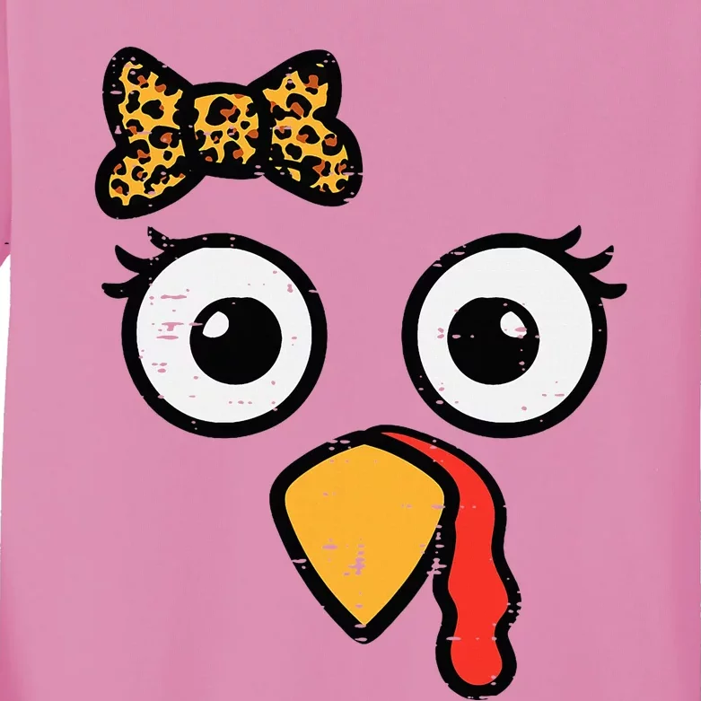 Thanksgiving Turkey Head Ribbon Kids Long Sleeve Shirt