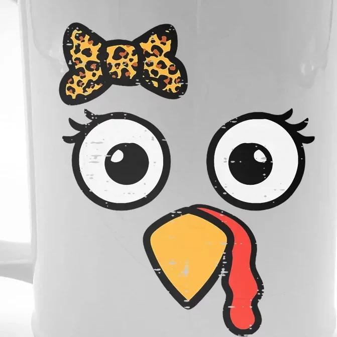 Thanksgiving Turkey Head Ribbon Front & Back Beer Stein