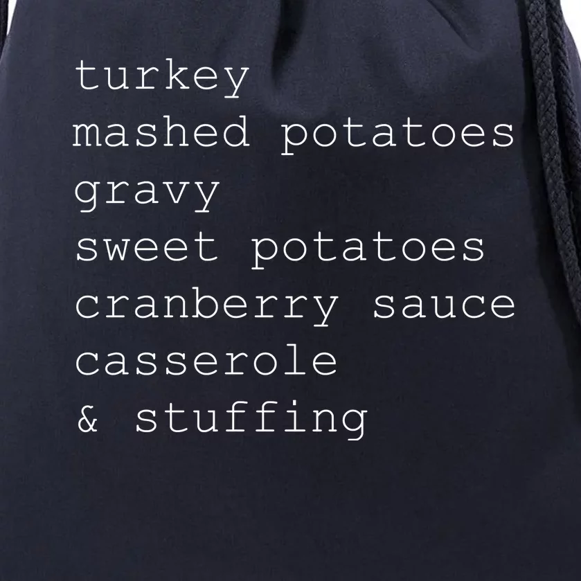 Turkey Thanksgiving Holiday Food Guide Drawstring Bag