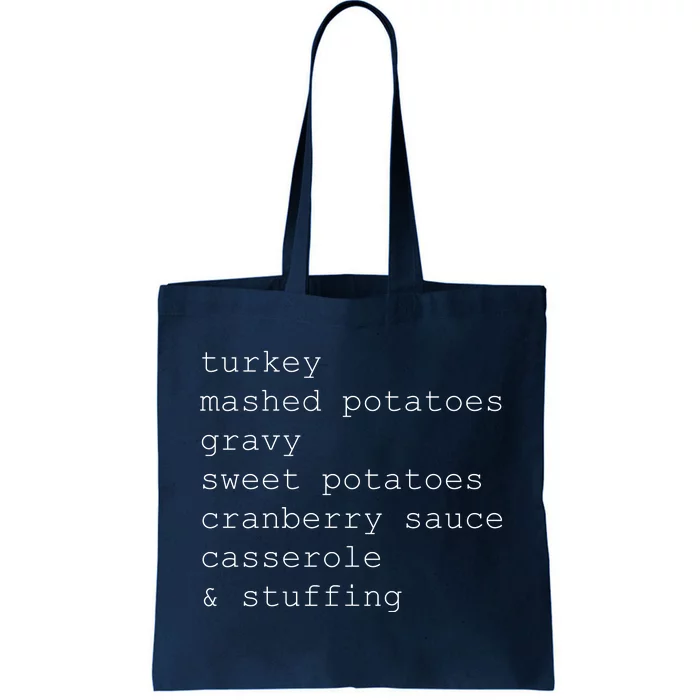 Turkey Thanksgiving Holiday Food Guide Tote Bag