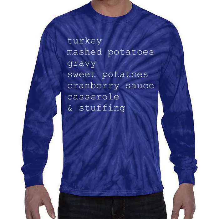 Turkey Thanksgiving Holiday Food Guide Tie-Dye Long Sleeve Shirt