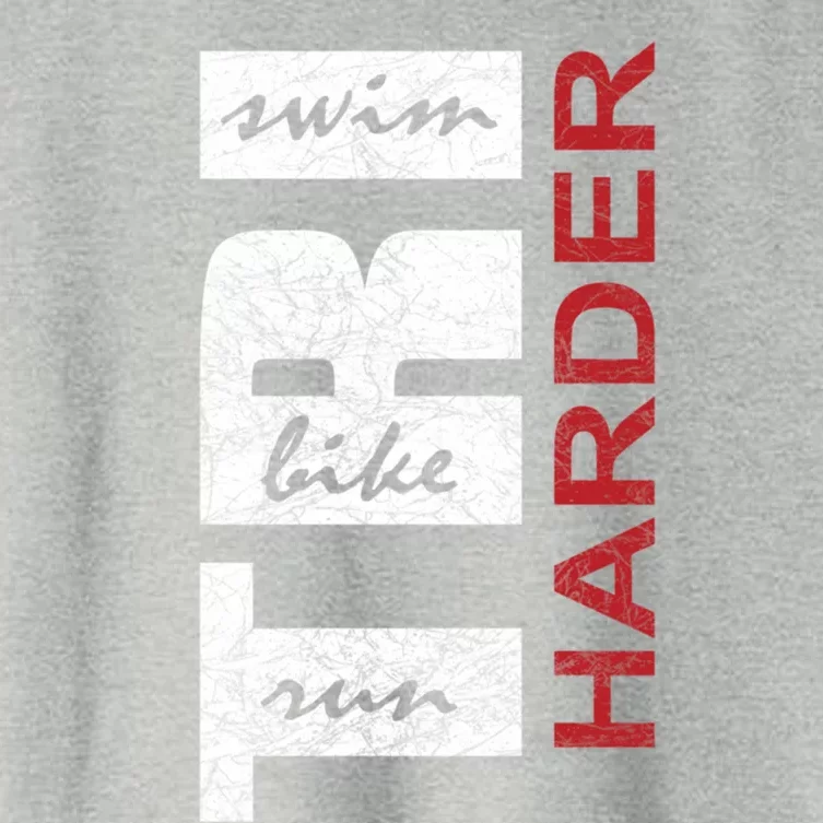 Triathletes Tri Harder Swim Bike Run Triathlon Inspired Cool Gift Women's Crop Top Tee