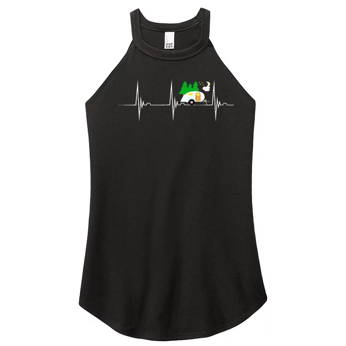 Teardrop Trailer Heartbeat Camping Pulse Line EKG RV Women’s Perfect Tri Rocker Tank