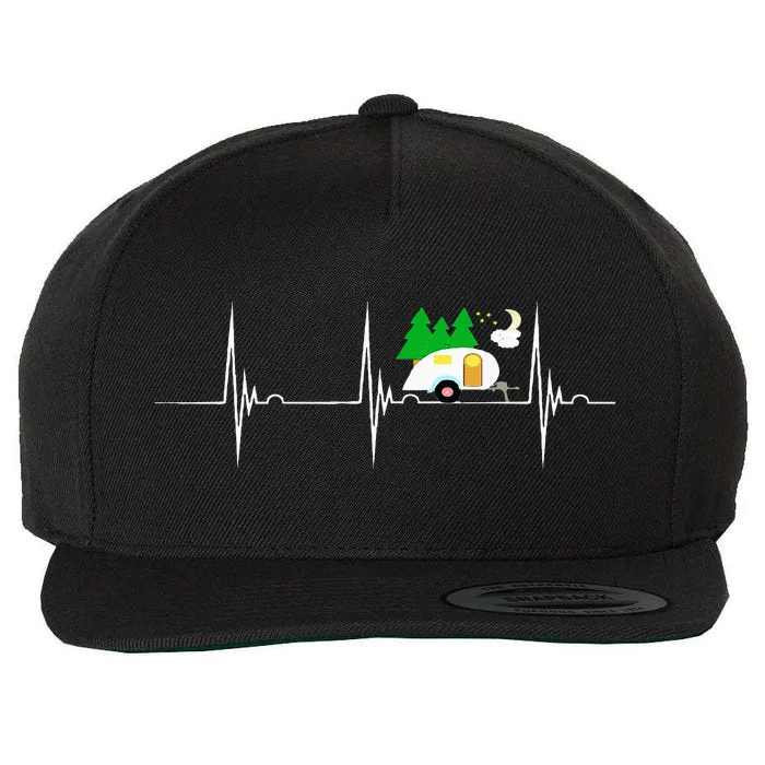 Teardrop Trailer Heartbeat Camping Pulse Line EKG RV Wool Snapback Cap