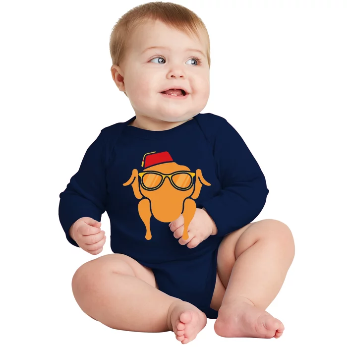 Thanksgiving Turkey Head Funny Gift For Friends Baby Long Sleeve Bodysuit