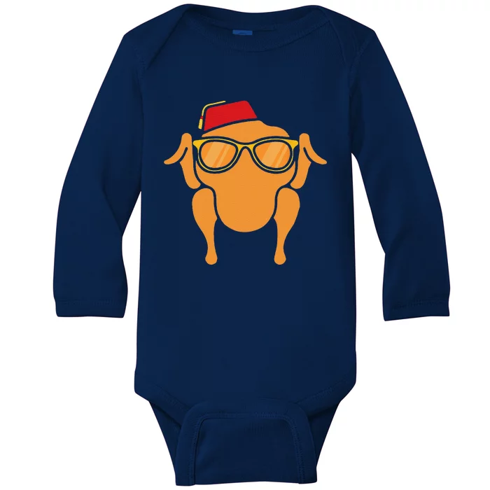 Thanksgiving Turkey Head Funny Gift For Friends Baby Long Sleeve Bodysuit