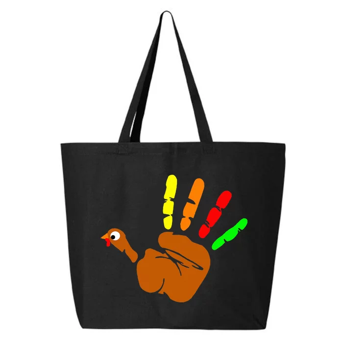 Thanksgiving Turkey Hand Print Funny Thanksgiving Day 25L Jumbo Tote