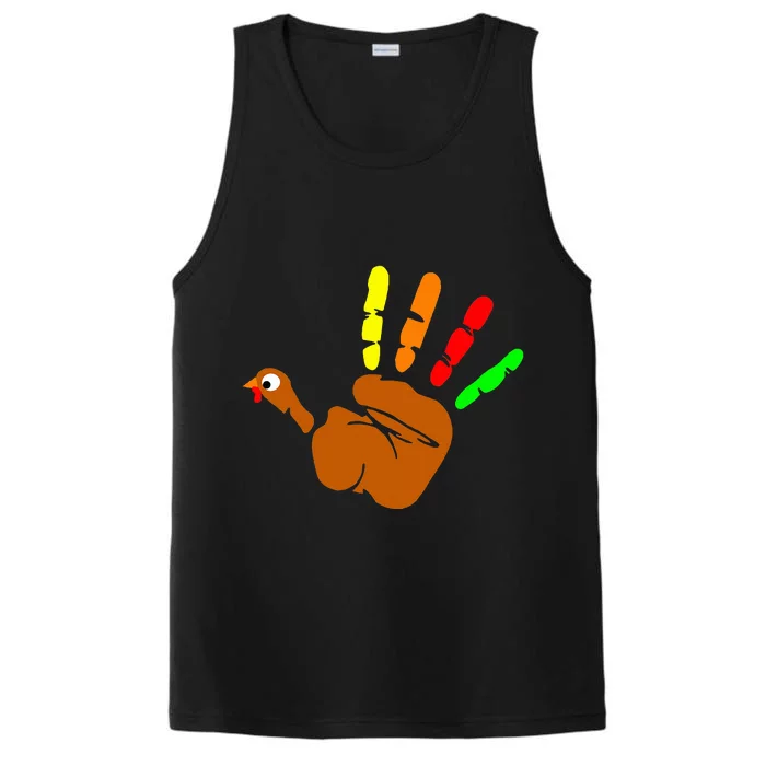 Thanksgiving Turkey Hand Print Funny Thanksgiving Day Performance Tank