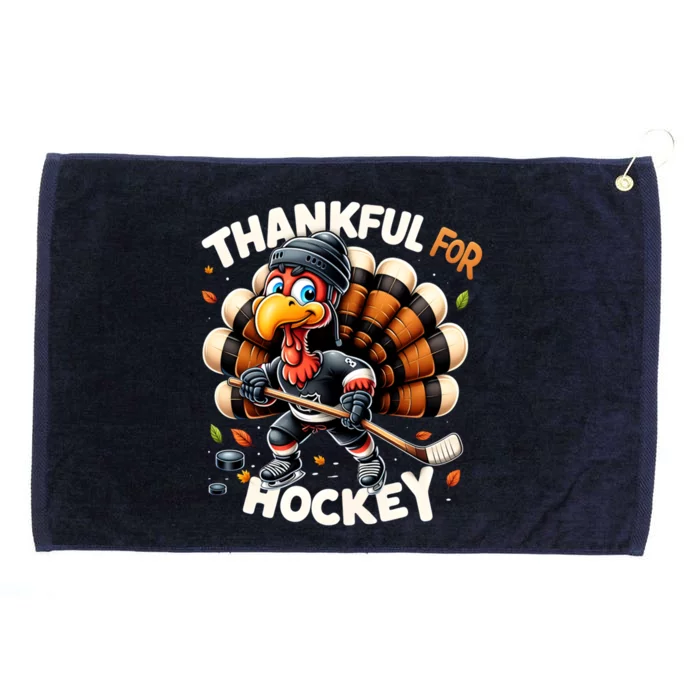 Turkey Thankful Hockey Retro Thanksgiving Hockey Lovers Gift Meaningful Gift Grommeted Golf Towel