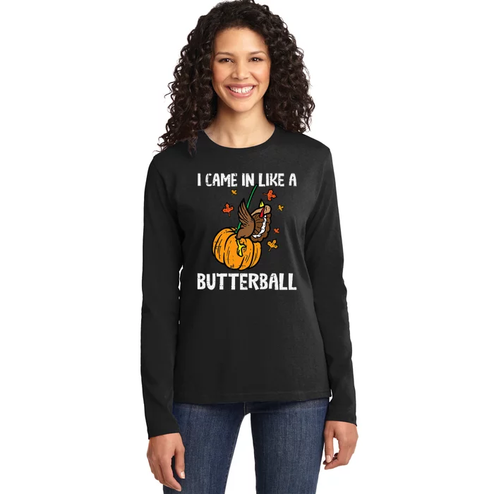 Turkey Trot Hilarious Thanksgiving Costume Ladies Long Sleeve Shirt