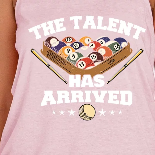 The Talent Has Arrived Funny Pool Player Billiard Cool Gift Women's Knotted Racerback Tank