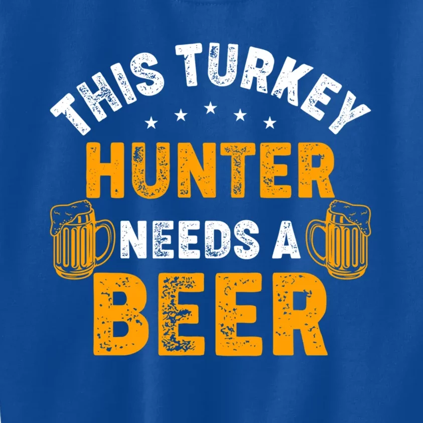 This Turkey Hunter Needs A Beer Graphics Funny Gift Kids Sweatshirt