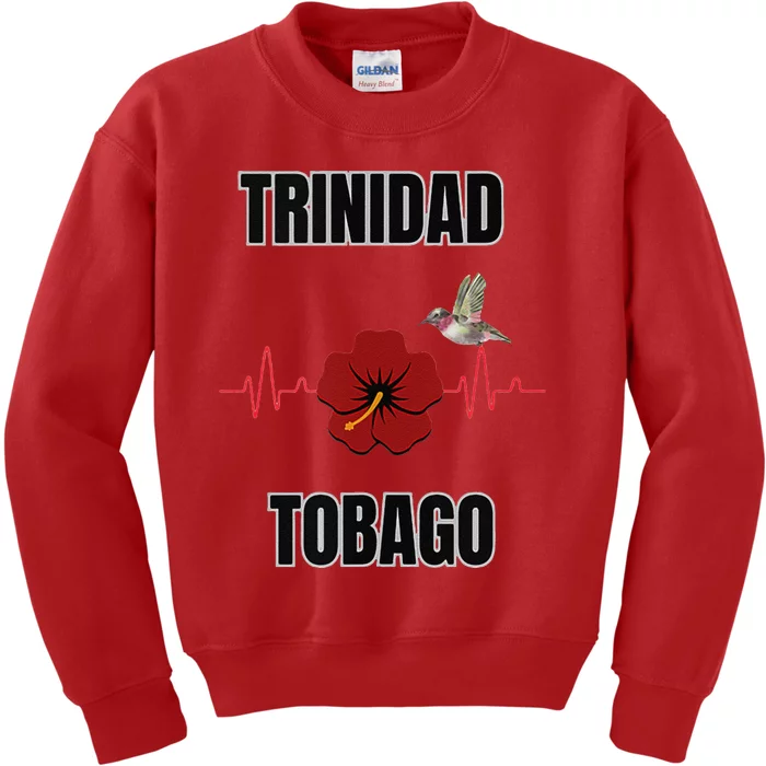 Trinidad Tobago Heartbeat Hibiscus Kids Sweatshirt