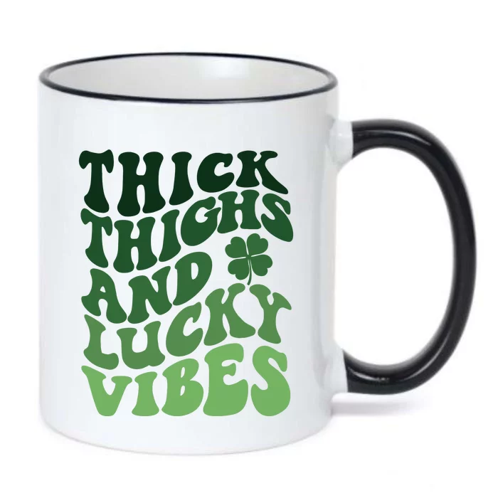 Thick Thighs Irish Vibes Retro St Paddy Black Color Changing Mug