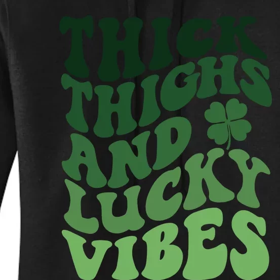 Thick Thighs Irish Vibes Retro St Paddy Women's Pullover Hoodie