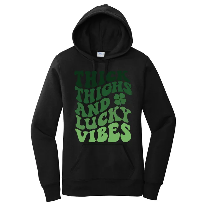 Thick Thighs Irish Vibes Retro St Paddy Women's Pullover Hoodie