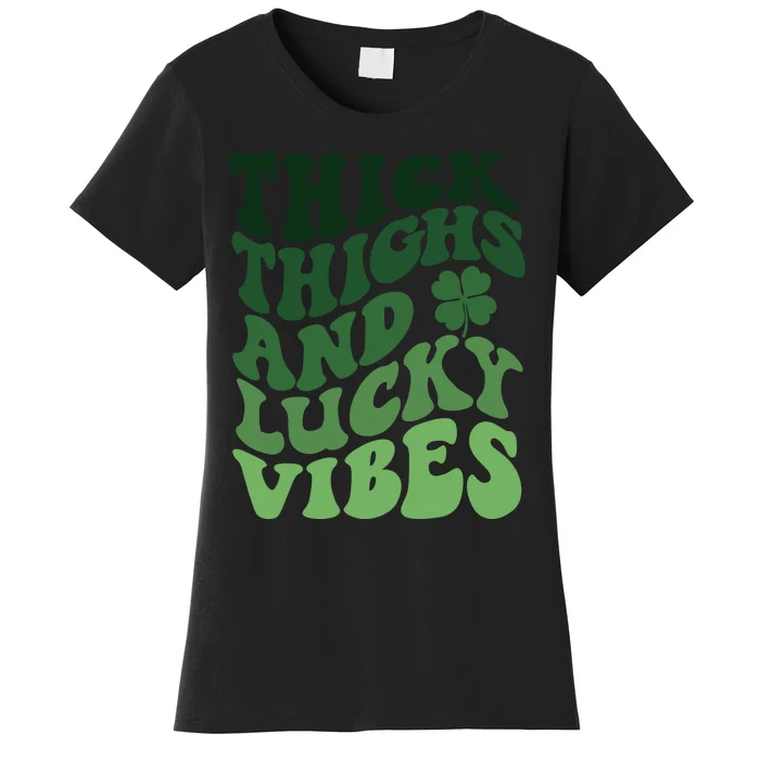 Thick Thighs Irish Vibes Retro St Paddy Women's T-Shirt