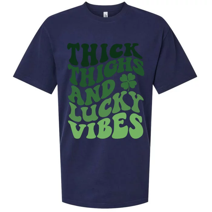 Thick Thighs Irish Vibes Retro St Paddy Sueded Cloud Jersey T-Shirt