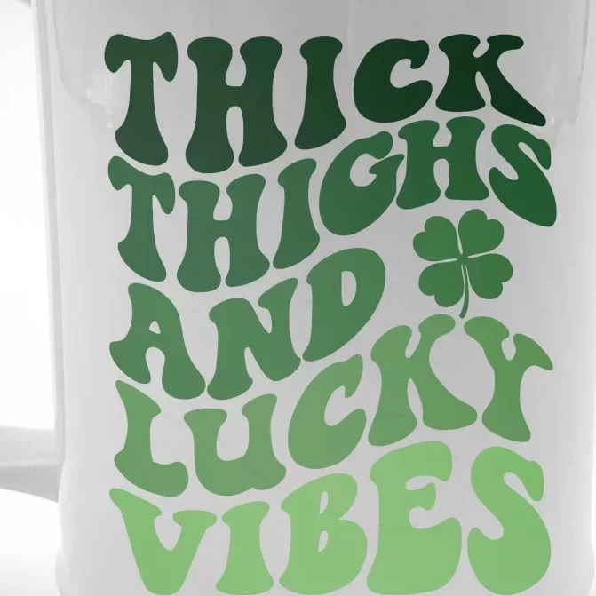 Thick Thighs Irish Vibes Retro St Paddy Front & Back Beer Stein