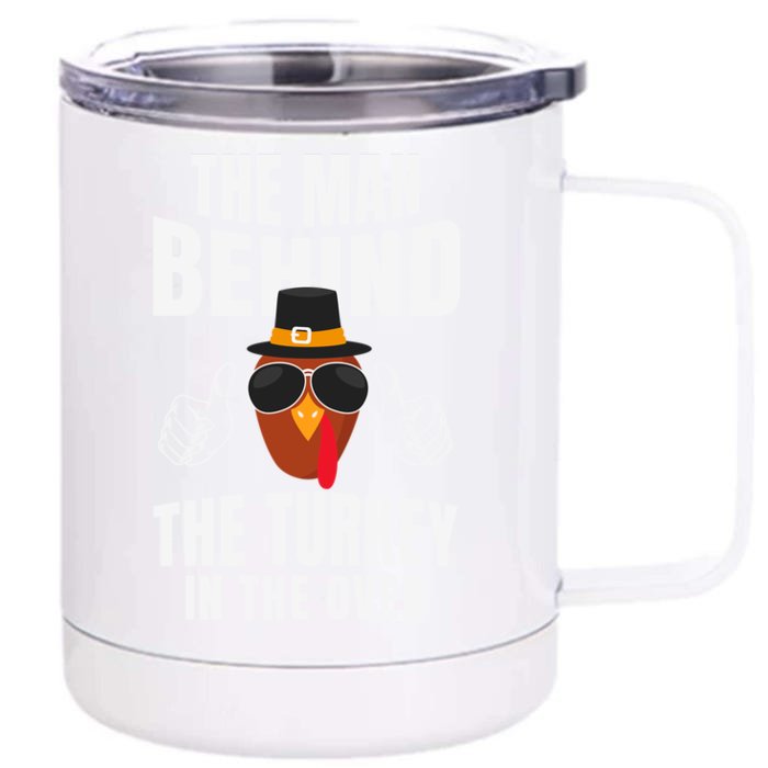 Thanksgiving Turkey In The Oven Talk Turkey To Me Gift Front & Back 12oz Stainless Steel Tumbler Cup