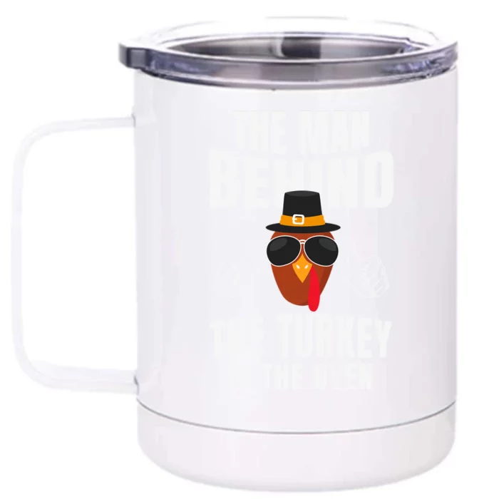 Thanksgiving Turkey In The Oven Talk Turkey To Me Gift Front & Back 12oz Stainless Steel Tumbler Cup