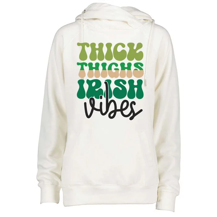 Thick Thighs Irish Vibes Womens Funnel Neck Pullover Hood