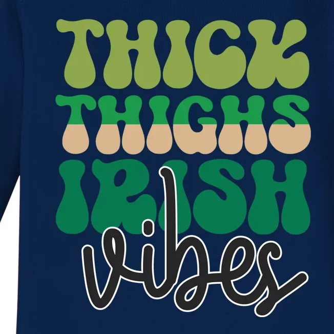 Thick Thighs Irish Vibes Baby Long Sleeve Bodysuit