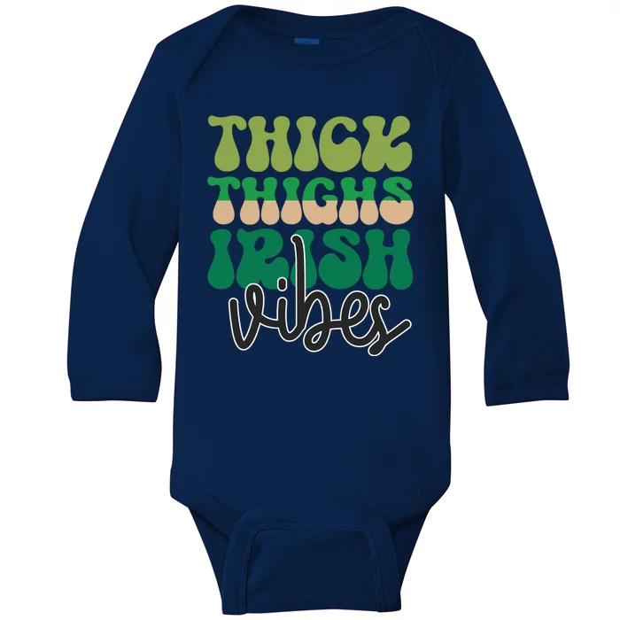 Thick Thighs Irish Vibes Baby Long Sleeve Bodysuit