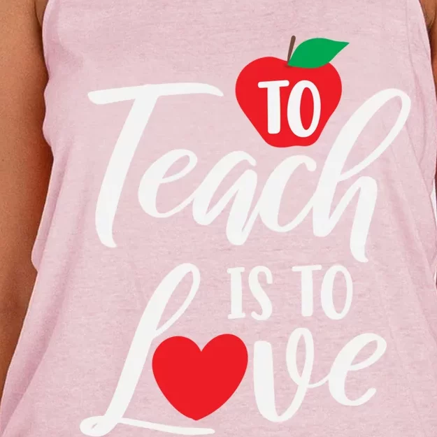 To Teach Is To Love February 14th Teacher Appreciation Gift Meaningful Gift Women's Knotted Racerback Tank