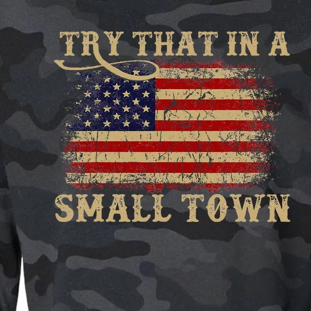 Try That In A Small Country Western Town Country Music Lover Cropped Pullover Crew