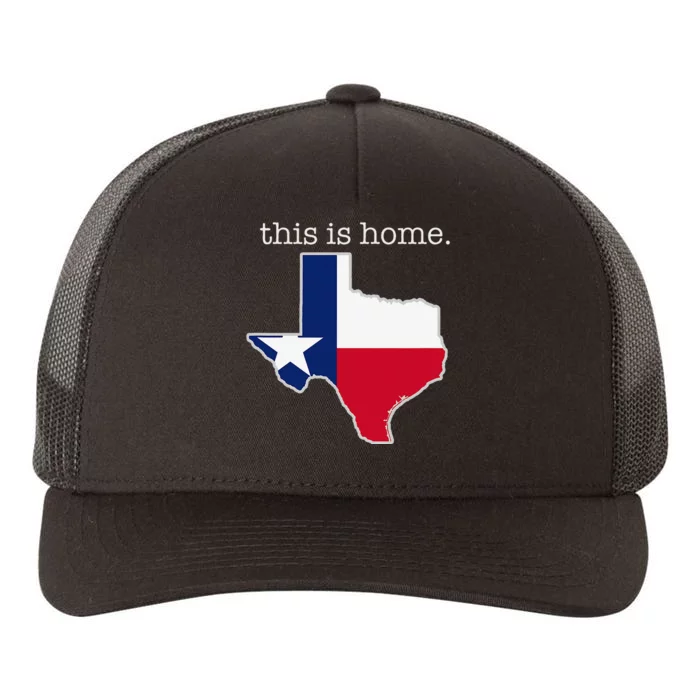 Texas This Is Home with State Outline and Texas Flag Yupoong Adult 5-Panel Trucker Hat