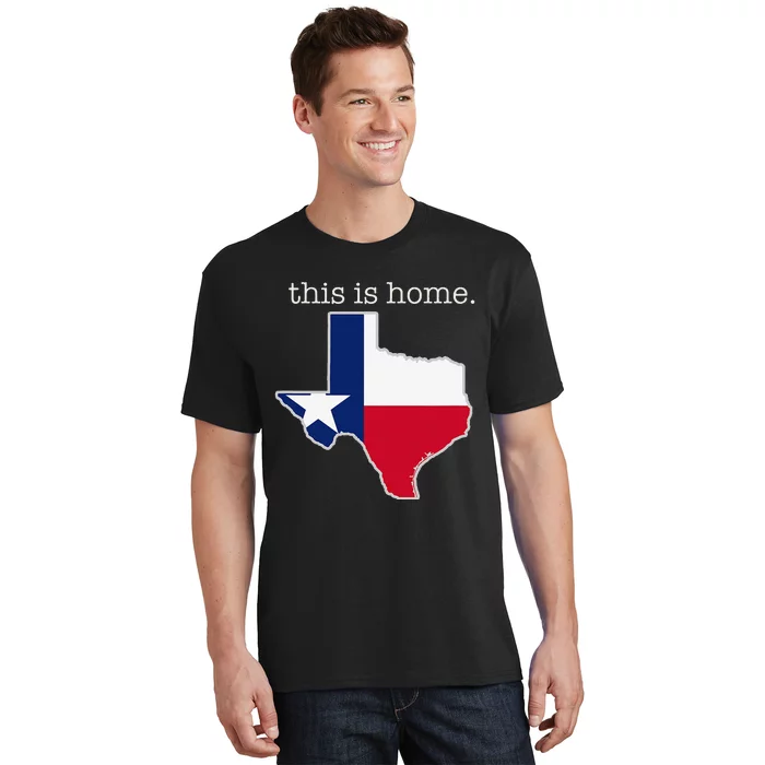 Texas This Is Home with State Outline and Texas Flag T-Shirt