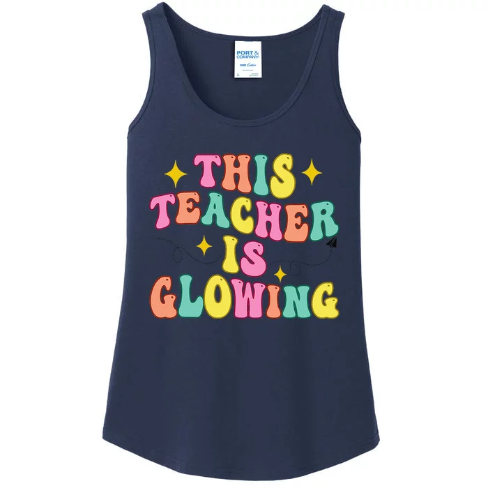 This Teacher Is Glowing Hello Summer Funny End Of School Ladies Essential Tank