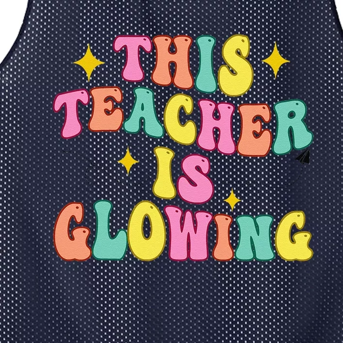 This Teacher Is Glowing Hello Summer Funny End Of School Mesh Reversible Basketball Jersey Tank